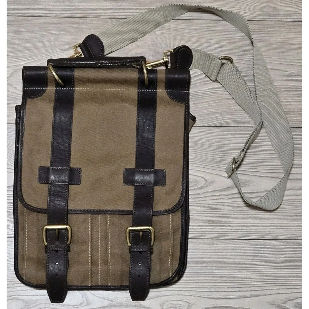 MULHOLLAND Brothers Canvas Leather Crossbody Messenger Bag Business Travel